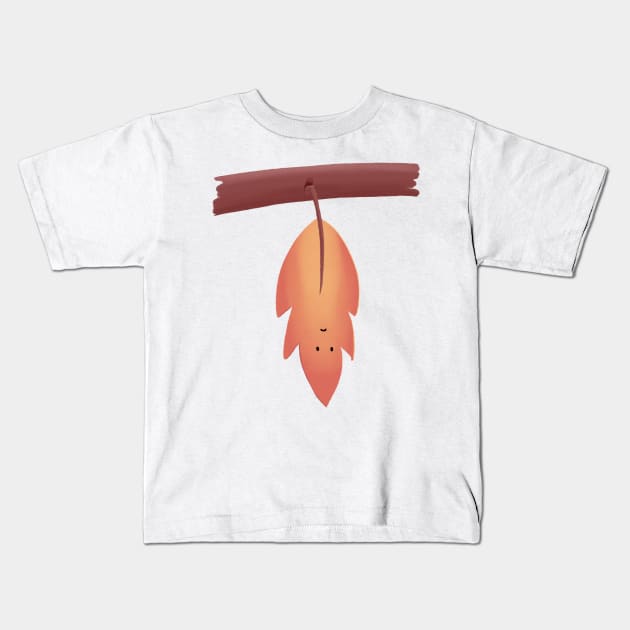 Hanging Autumn Leaf Illustration Kids T-Shirt by A2Gretchen